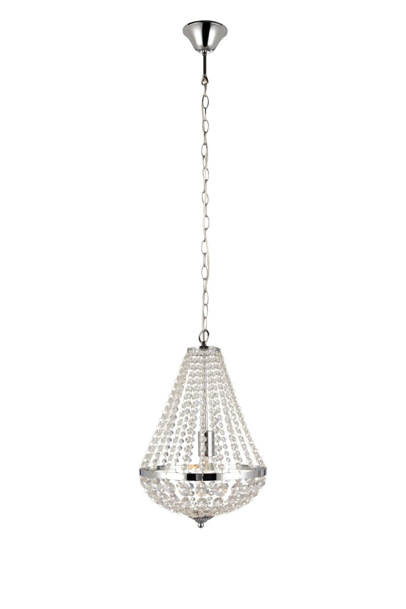 Gränsö Ø30 Chrome cristal De Markslöjd - Border a un design classique avec des prismes clairs qui diffusent magnifiquement la lumière et créent une sensation de luxe, qu'il soit suspendu au-dessus de la table à manger ou dans le salon.