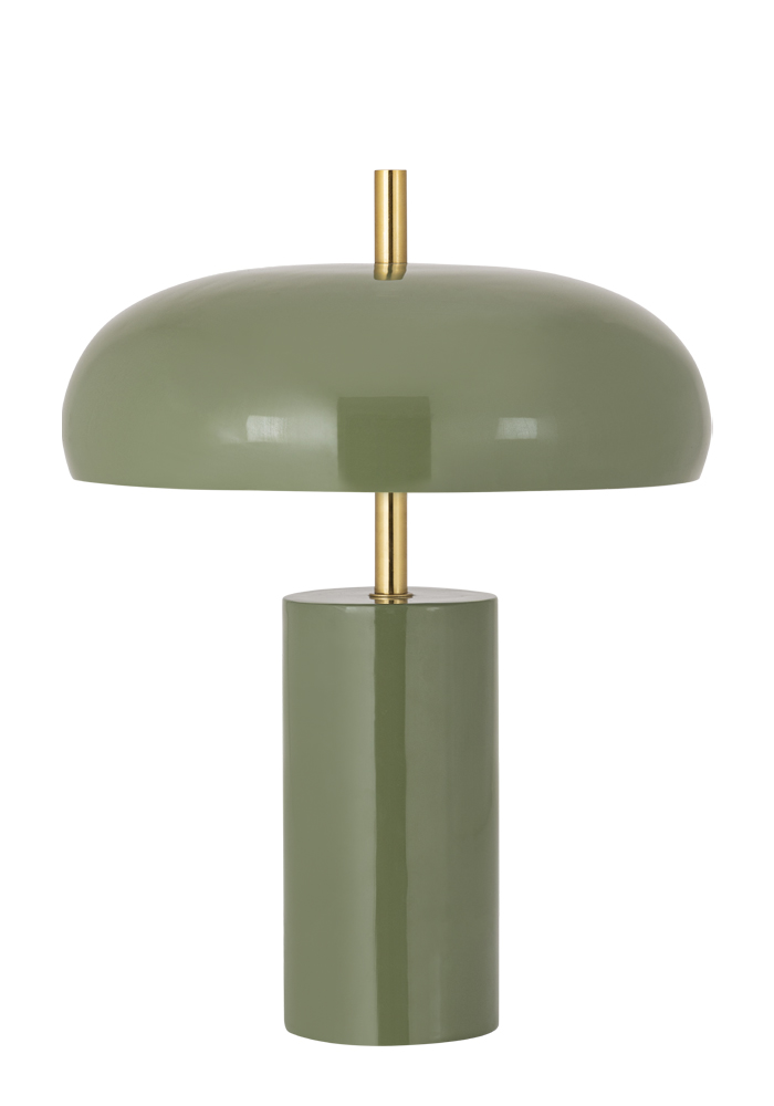 Lex 40cm Vert lampe de table De Alde & Lind - Son abat-jour large et arrondi diffuse une lumière agréable vers le bas et est doublé de blanc à l'intérieur pour une répartition optimale de la lumière.