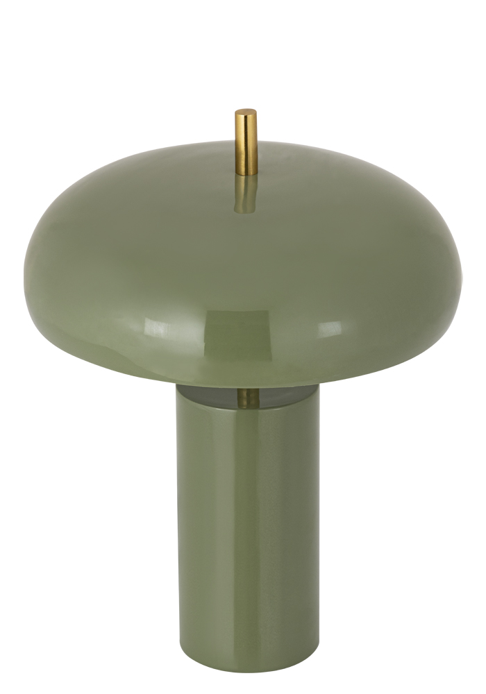 Lex 40cm Vert lampe de table De Alde & Lind - Son abat-jour large et arrondi diffuse une lumière agréable vers le bas et est doublé de blanc à l'intérieur pour une répartition optimale de la lumière.