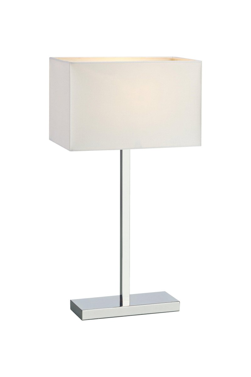 Savoy 50cm Blanc lampe de table De Markslöjd - La lampe de table Savoy en chrome et abat-jour textile blanc a un design élégant et stylé.