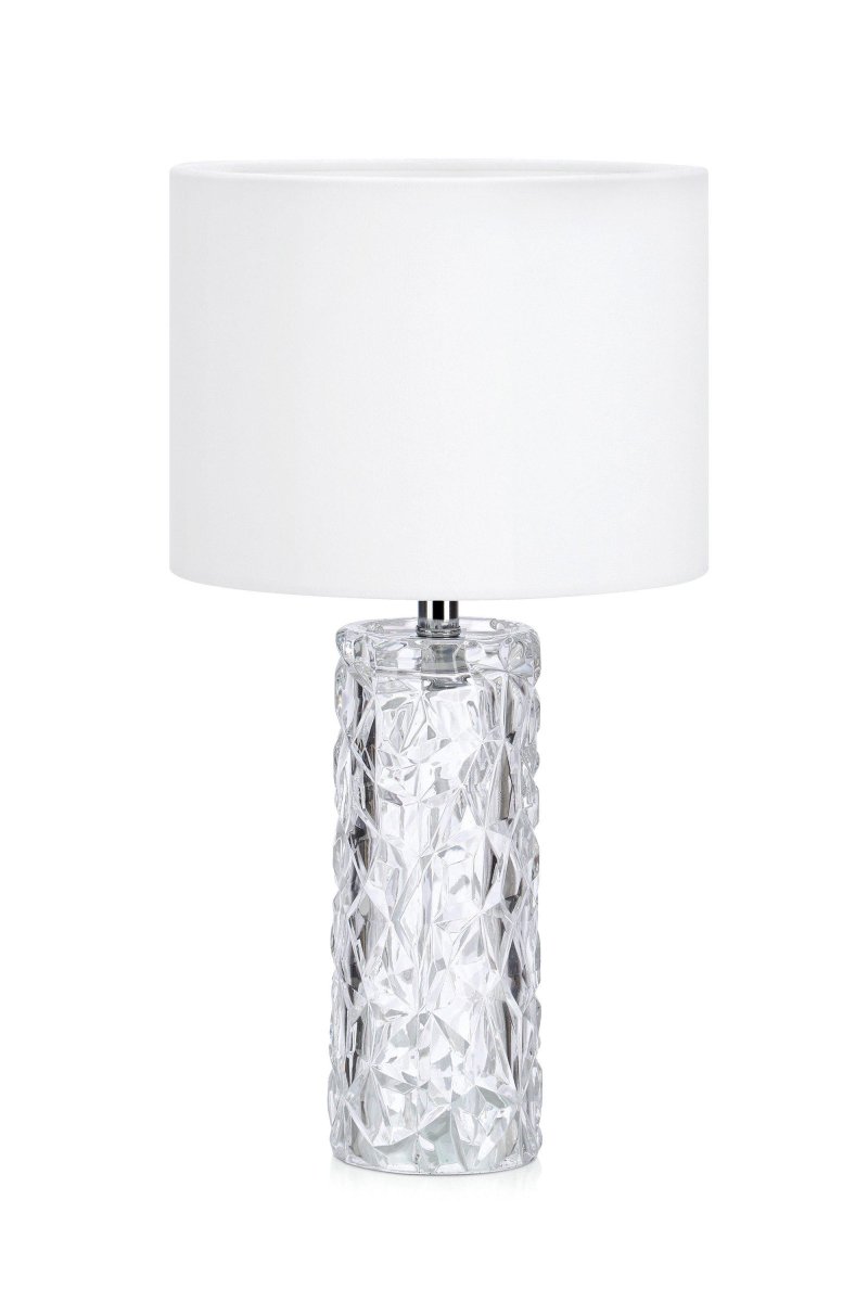 Madame 46cm Blanc lampe de table De Markslöjd - La lampe de table Madame combine une base transparente avec un &eacute;l&eacute;gant abat-jour en velours blanc pour une sensation luxueuse et intemporelle.