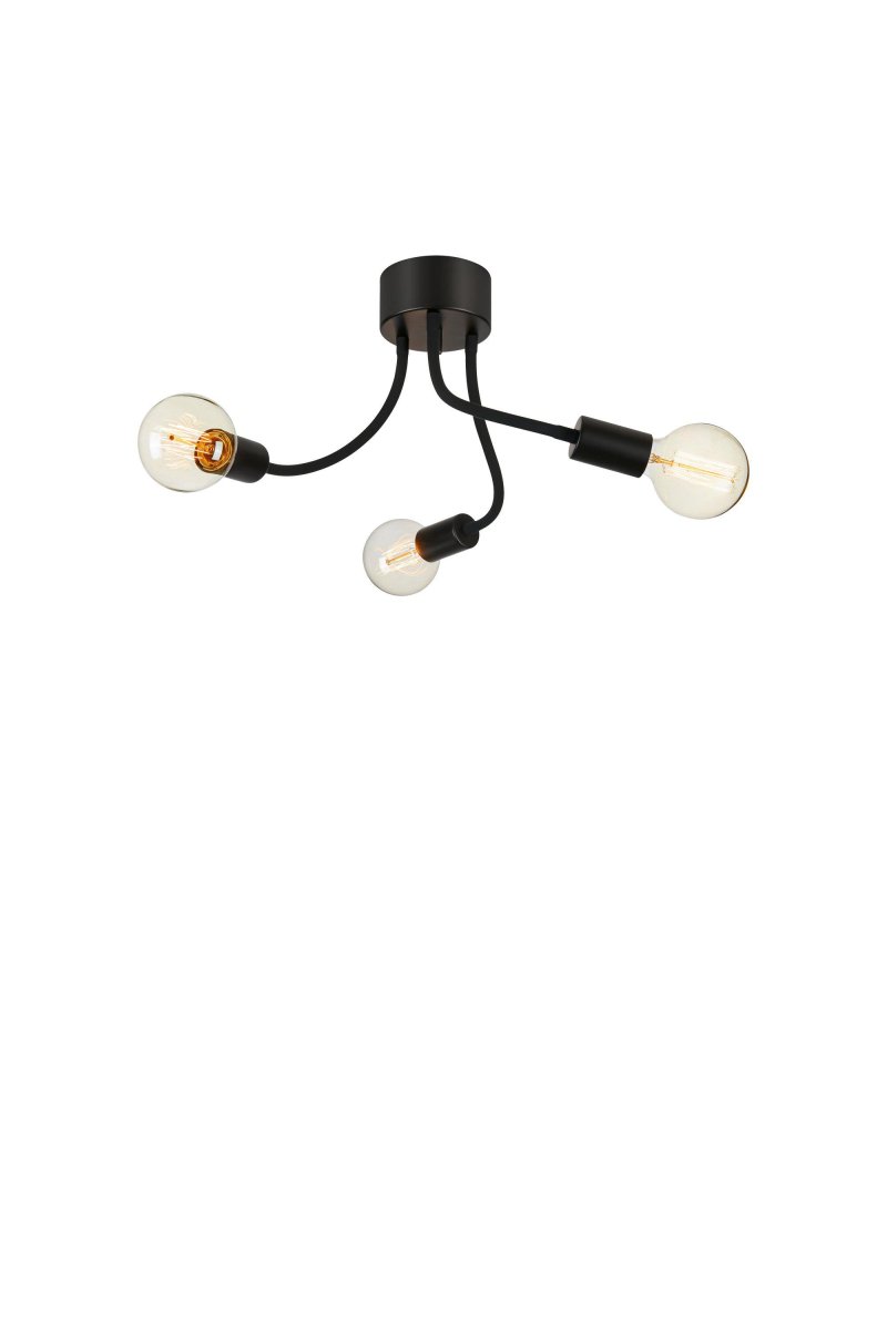 Medusa 44cm Noir plafonnier De Markslöjd - Les bras noirs s'étendant à partir d'une base simple créent une sensation ludique et aérée, tandis que les ampoules exposées fournissent une lumière chaleureuse et invitante.