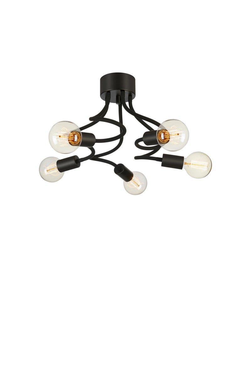 Medusa 70cm Noir plafonnier De Markslöjd - Les bras noirs ondulés donnent à la lampe une forme dynamique et garantissent que la lumière est répartie uniformément dans toute la pièce.