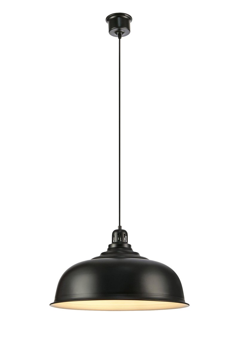 Port Ø50 Noir suspension De Markslöjd - Avec un diam&egrave;tre de 50 cm et un int&eacute;rieur blanc, il diffuse une belle lumi&egrave;re.