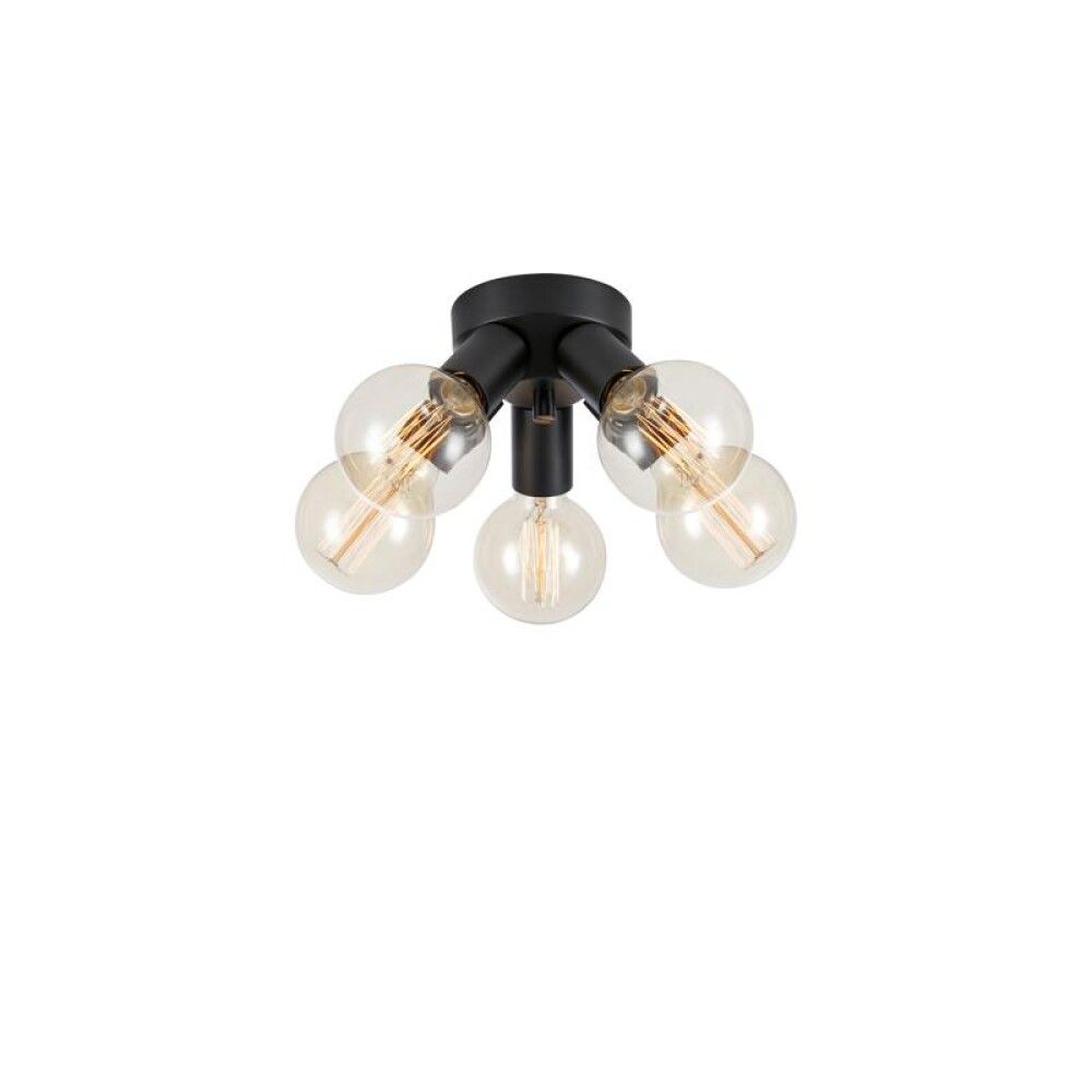 Mazzo 5 Noir spot De Markslöjd - Pour un r&eacute;sultat optimal, 5 ampoules sph&eacute;riques d&eacute;coratives sont incluses.