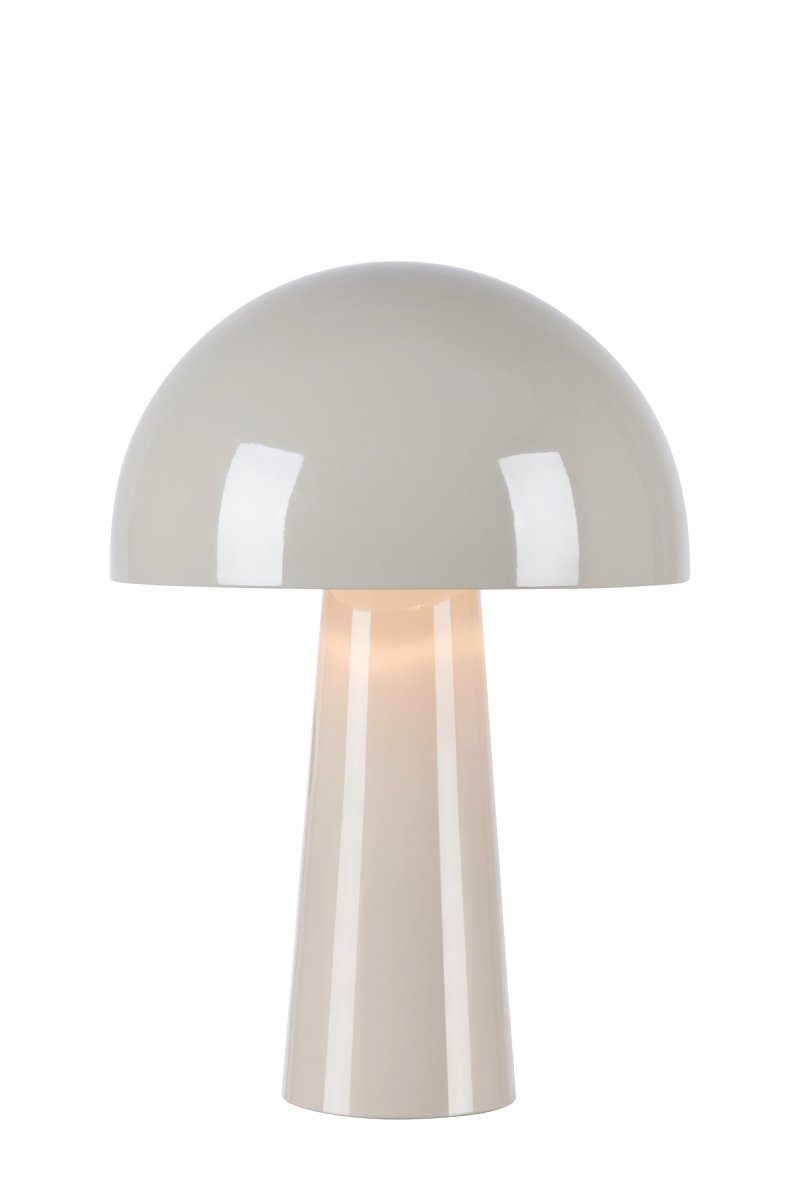 Mantar 36cm Greige lampe de table De Markslöjd - Sa surface brillante lui conf&egrave;re une allure raffin&eacute;e et la rend id&eacute;ale pour un bureau, une table d'appoint ou une fen&ecirc;tre, offrant ainsi un &eacute;clairage fonctionnel et moderne.