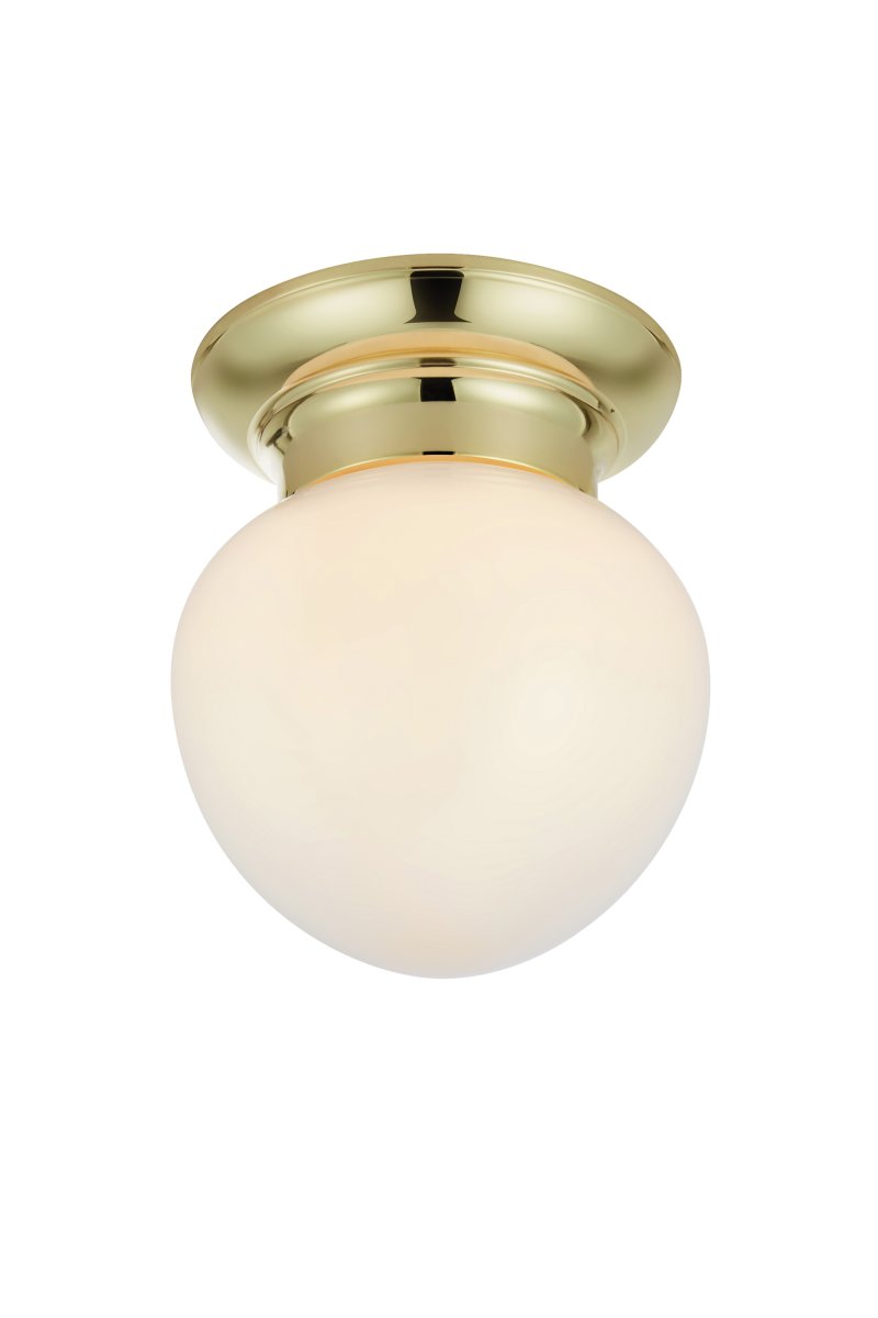 Ronda Ø20 Laiton lampe de salle de bain De Markslöjd - Plafonnier de style d&eacute;but XXe si&egrave;cle, id&eacute;al pour les salles de bains (IP44), avec une base en laiton et un abat-jour en verre blanc.