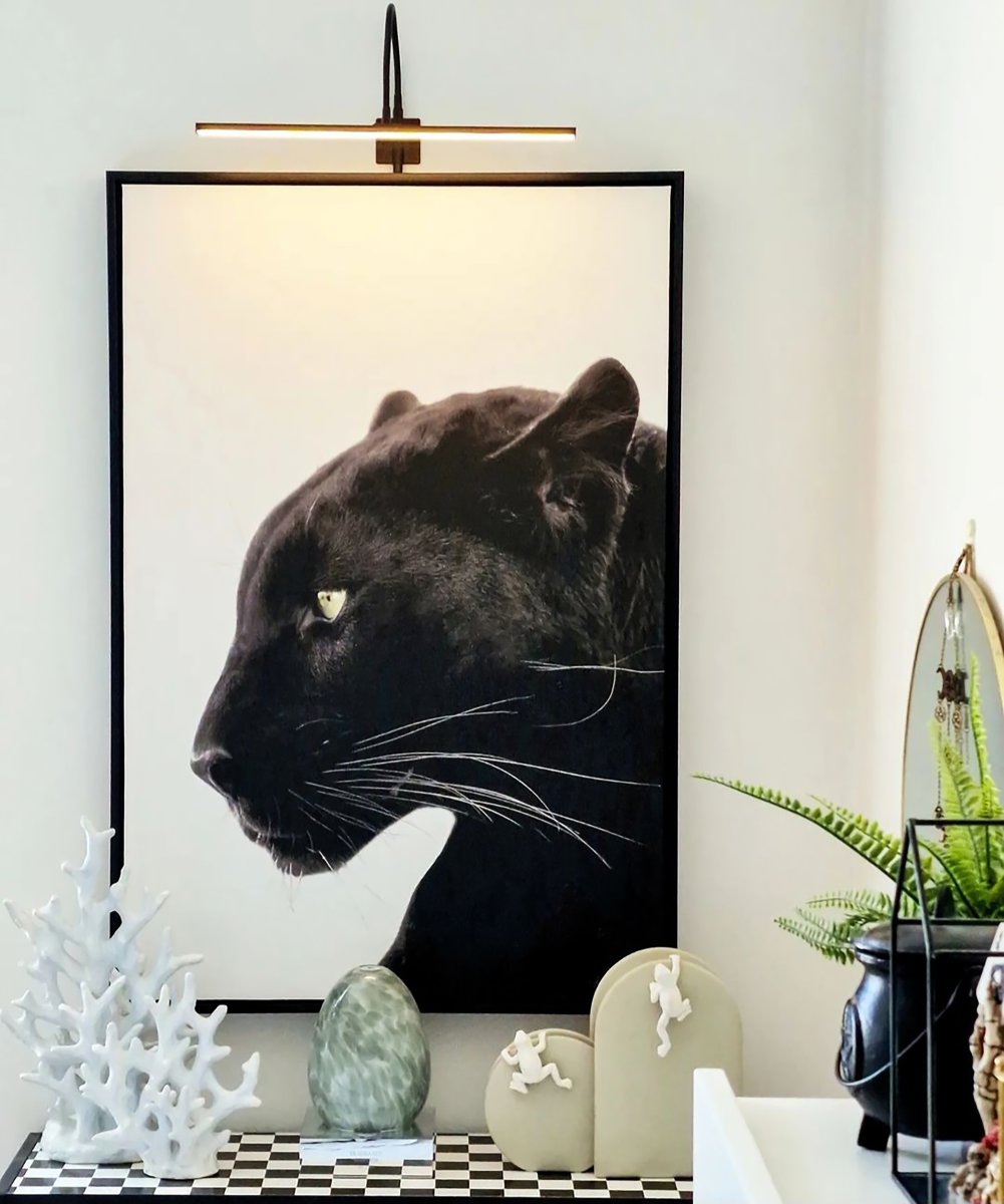 Miro 40cm Noir De Aneta Lighting - La lampe peut être montée sur le mur, directement sur le cadre photo ou sur une étagère ou une armoire.