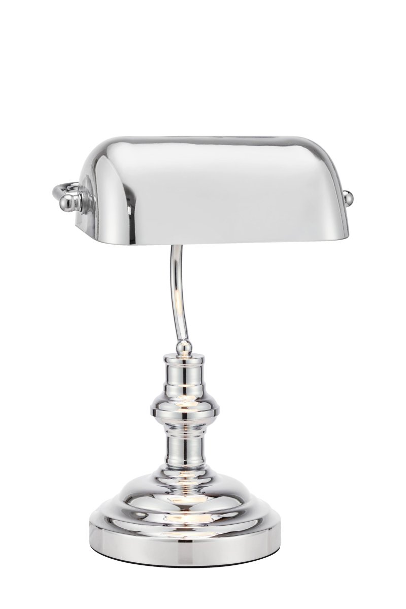 Bankers 42cm Chrome lampe de bureau De Markslöjd - Elle est fournie avec un c&acirc;ble transparent de 2&nbsp;m&egrave;tres, un interrupteur et une prise.