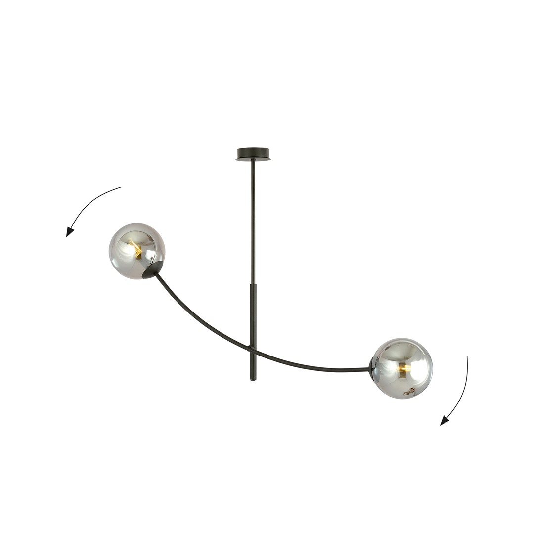 Hunter 83cm Noir/Fumé suspension De Emibig Lighting - Les minces d&ocirc;mes en verre ajoutent &eacute;l&eacute;gance et l&eacute;g&egrave;ret&eacute;, tandis que la forme minimaliste assure un flux lumineux efficace m&ecirc;me dans les grandes pi&egrave;ces.