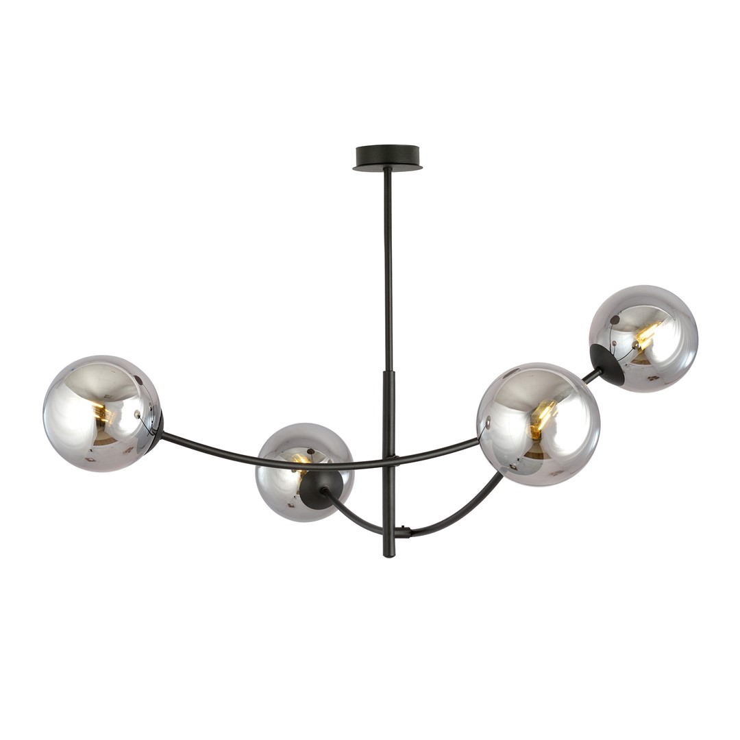 Hunter Ø90 Noir/Fumé suspension De Emibig Lighting - Les minces d&ocirc;mes en verre ajoutent &eacute;l&eacute;gance et l&eacute;g&egrave;ret&eacute;, tandis que la forme minimaliste assure un flux lumineux efficace m&ecirc;me dans les grandes pi&egrave;ces.