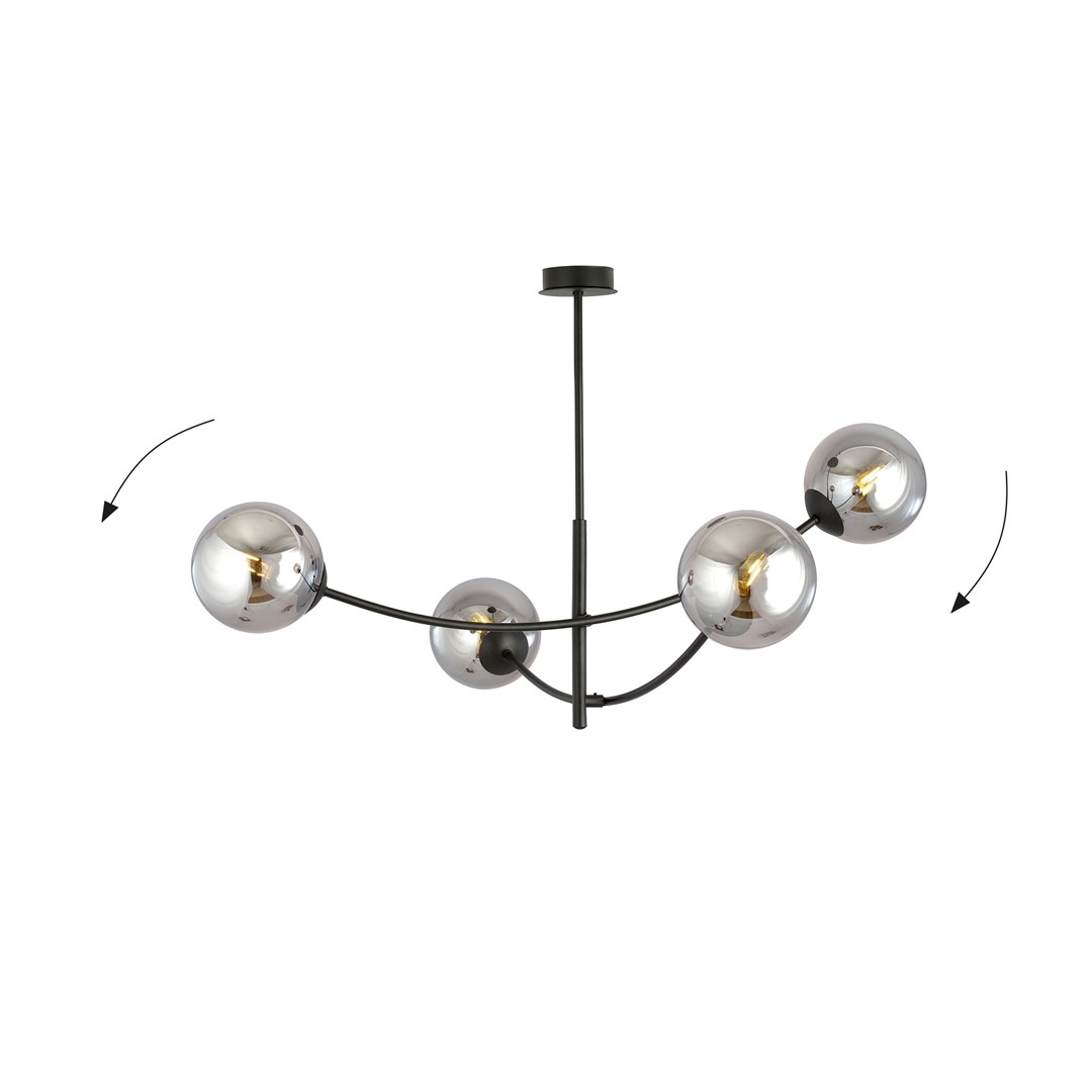 Hunter Ø90 Noir/Fumé suspension De Emibig Lighting - Les minces d&ocirc;mes en verre ajoutent &eacute;l&eacute;gance et l&eacute;g&egrave;ret&eacute;, tandis que la forme minimaliste assure un flux lumineux efficace m&ecirc;me dans les grandes pi&egrave;ces.