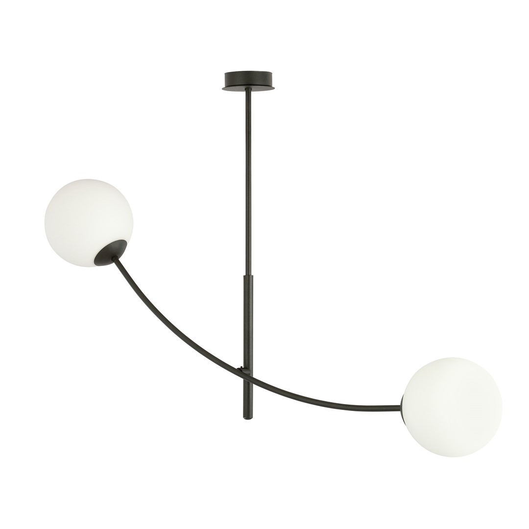 Hunter 83cm Noir et blanc suspension De Emibig Lighting - Les minces d&ocirc;mes en verre ajoutent &eacute;l&eacute;gance et l&eacute;g&egrave;ret&eacute;, tandis que la forme minimaliste assure un flux lumineux efficace m&ecirc;me dans les grandes pi&egrave;ces.