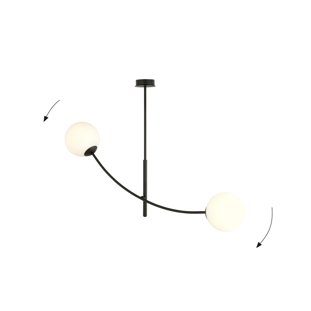 Hunter 83cm Noir et blanc suspension De Emibig Lighting - Les minces d&ocirc;mes en verre ajoutent &eacute;l&eacute;gance et l&eacute;g&egrave;ret&eacute;, tandis que la forme minimaliste assure un flux lumineux efficace m&ecirc;me dans les grandes pi&egrave;ces.
