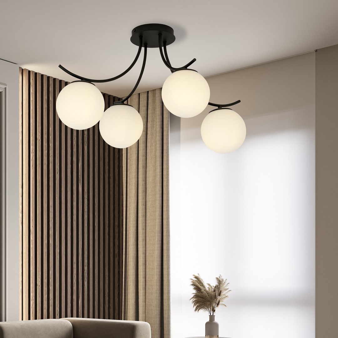 Boston 70cm Noir et blanc plafonnier De Emibig Lighting - Boston est une s&eacute;rie de plafonniers modernes &agrave; succ&egrave;s qui s'int&egrave;gre parfaitement dans les int&eacute;rieurs modernes et plus traditionnels.