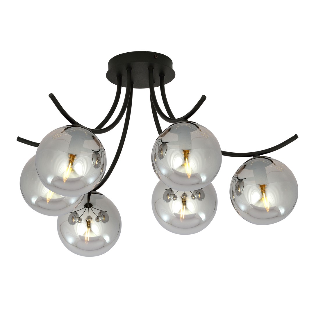 Boston Ø60 Noir/Fumé plafonnier De Emibig Lighting - Boston est une s&eacute;rie de plafonniers modernes &agrave; succ&egrave;s qui s'int&egrave;gre parfaitement dans les int&eacute;rieurs modernes et plus traditionnels.
