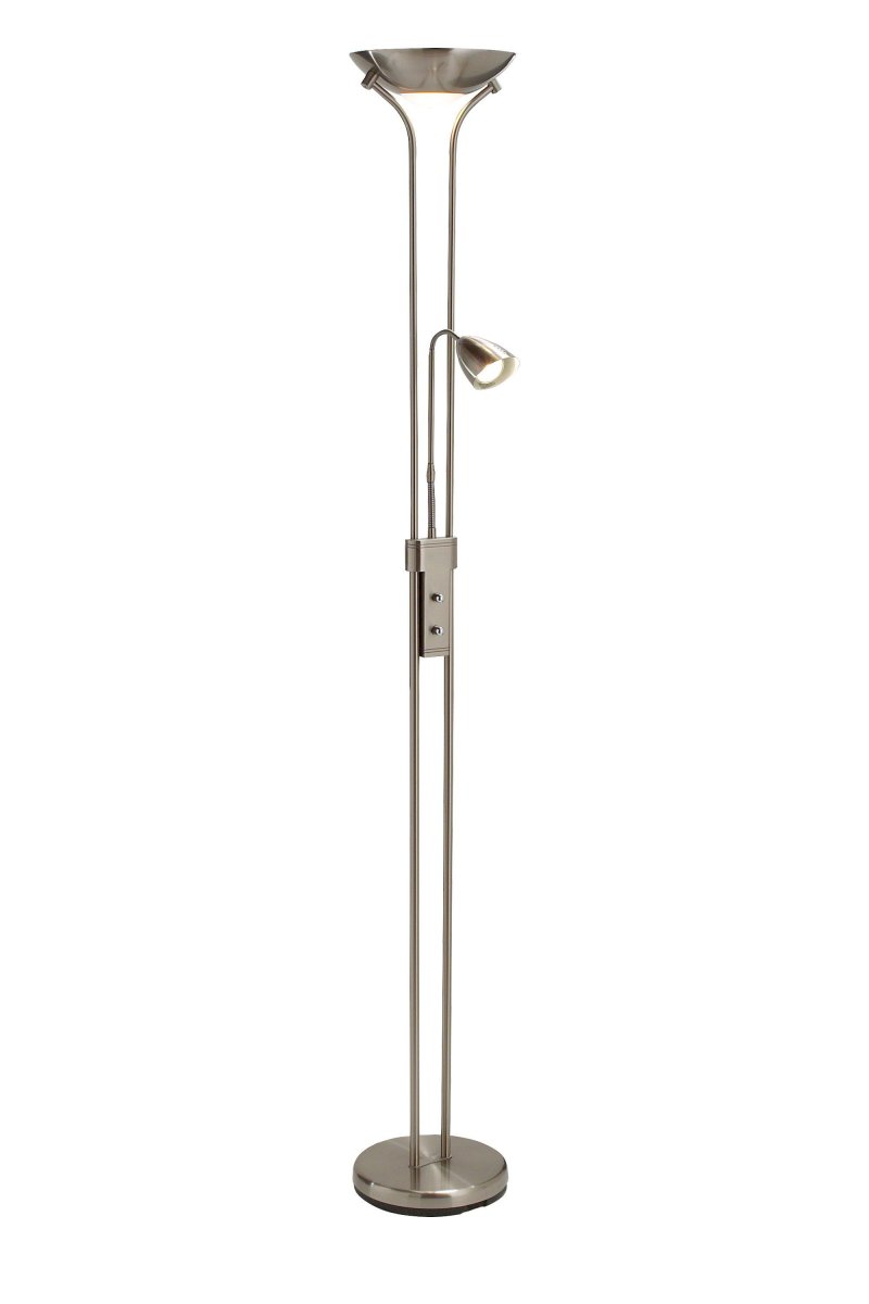 Detroit Acier lampadaire De Markslöjd - Pour la partie uplight, un tube halog&egrave;ne avec une douille R7S est n&eacute;cessaire, tandis que pour le lampadaire, une ampoule avec une douille GU10, max.