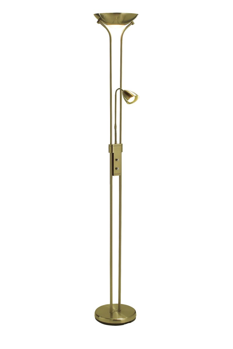 Detroit Laiton lampadaire De Markslöjd - Pour la partie uplight, un tube halog&egrave;ne avec une douille R7S est n&eacute;cessaire, tandis que pour le lampadaire, une ampoule avec une douille GU10, max.