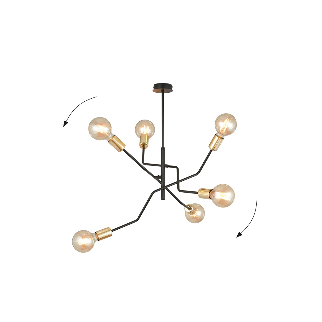 Bolt Ø66 Noir suspension De Emibig Lighting - La combinaison de couleurs classique &ndash; noir &eacute;l&eacute;gant et or intemporel &ndash; offre de grandes possibilit&eacute;s pour diff&eacute;rents styles d&rsquo;int&eacute;rieur et s&rsquo;int&egrave;gre bien dans les environnements modernes et traditionnels.