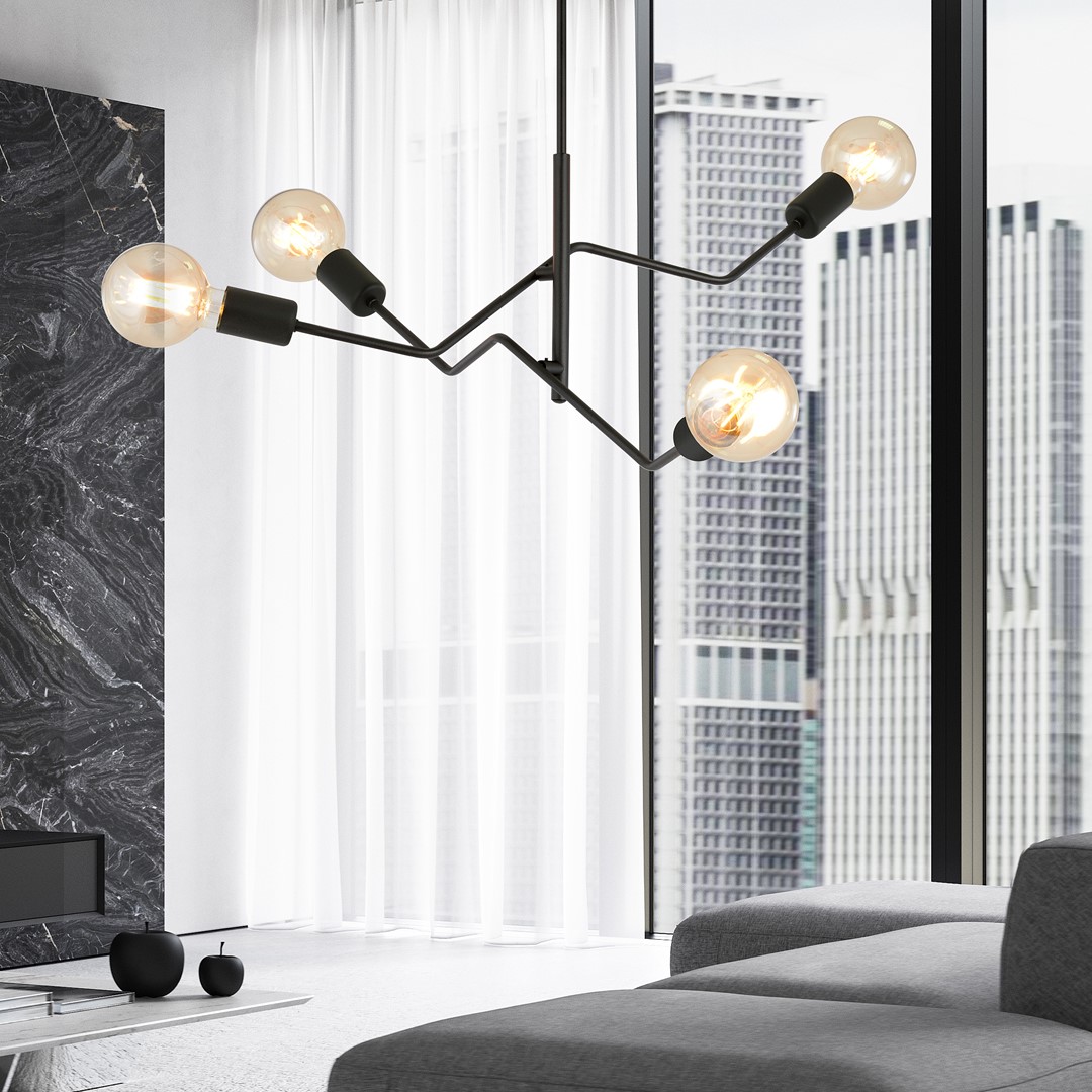 Frix 66cm Noir suspension De Emibig Lighting - La couleur noire classique et &eacute;l&eacute;gante offre de nombreuses possibilit&eacute;s de d&eacute;coration int&eacute;rieure et s'int&egrave;gre parfaitement dans les environnements modernes et traditionnels.