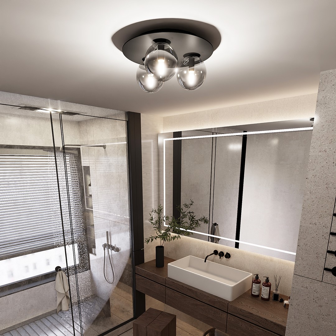 Solar Ø43 Noir plafonnier De Emibig Lighting - Ce plafonnier solaire allie design moderne et style industriel élégant.