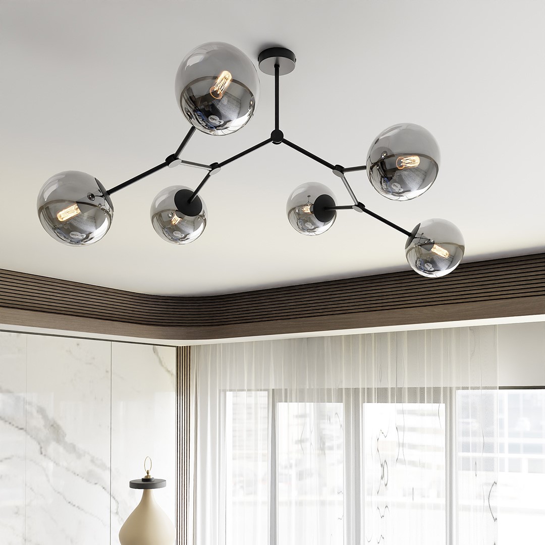 Space 108cm Couleur fumée plafonnier De Emibig Lighting - Raum &ndash; Un plafonnier qui s'inscrit parfaitement dans la tendance &eacute;l&eacute;gante et impressionne par sa forme unique et son design caract&eacute;ristique.