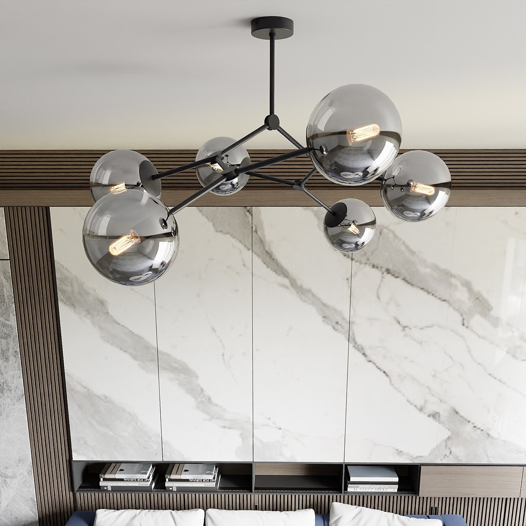 Space 108cm Couleur fumée plafonnier De Emibig Lighting - Raum &ndash; Un plafonnier qui s'inscrit parfaitement dans la tendance &eacute;l&eacute;gante et impressionne par sa forme unique et son design caract&eacute;ristique.
