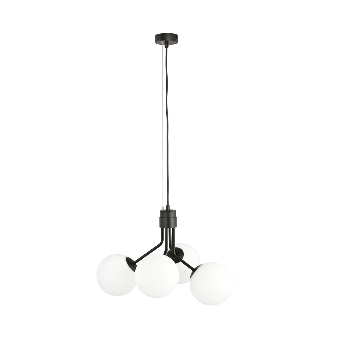 Nova Ø46 Blanc suspension De Emibig Lighting - Les &eacute;l&eacute;gants d&ocirc;mes en verre ajoutent de la l&eacute;g&egrave;ret&eacute; et un style sophistiqu&eacute;, tandis que la forme minimaliste assure un flux lumineux efficace m&ecirc;me dans les grandes pi&egrave;ces.