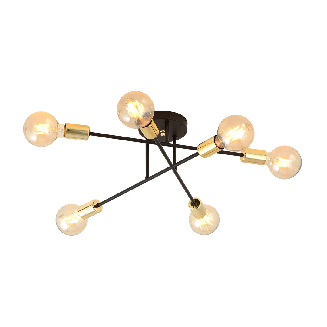 Veken Ø55 Noir/Or plafonnier De Emibig Lighting - Les lampes de style industriel conf&egrave;rent &agrave; la pi&egrave;ce une atmosph&egrave;re unique.