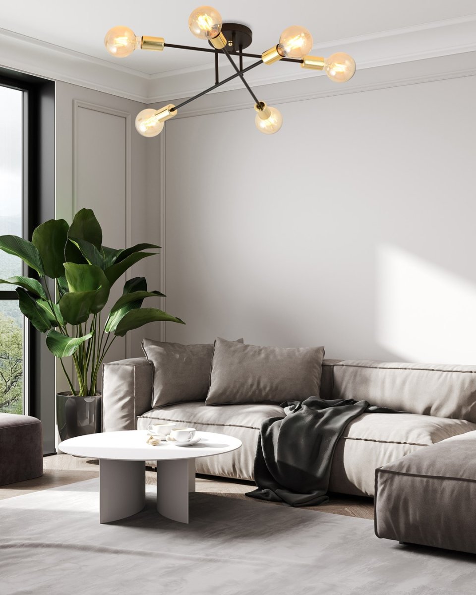 Veken Ø55 Noir/Or plafonnier De Emibig Lighting - Les lampes de style industriel conf&egrave;rent &agrave; la pi&egrave;ce une atmosph&egrave;re unique.