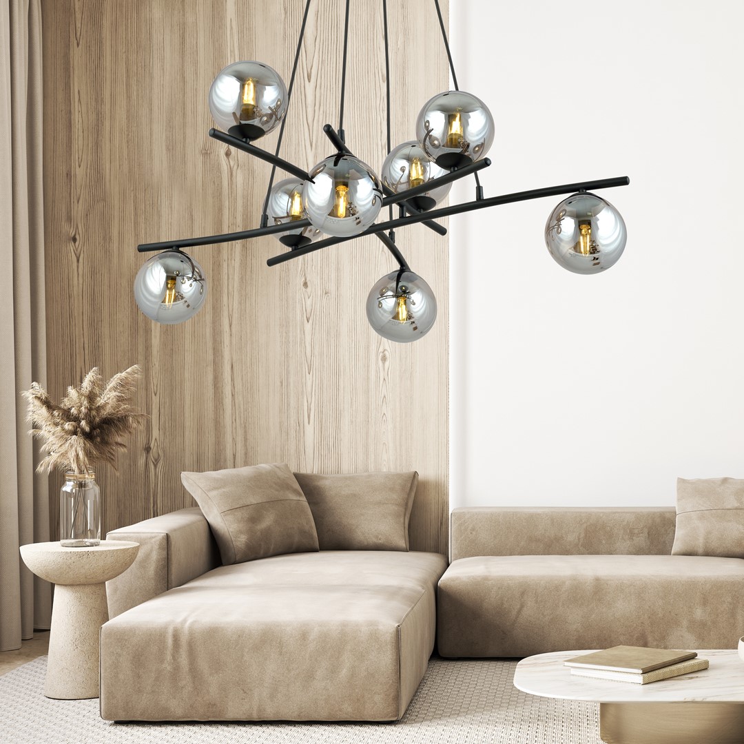Essa Ø100 Couleur fumée suspension De Emibig Lighting - De plus, la série est très fonctionnelle et illumine magnifiquement même les grandes pièces.