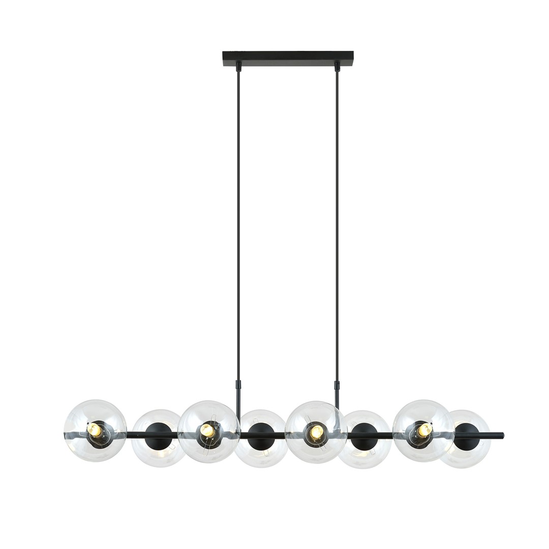 Rory 115cm Transparent suspension De Emibig Lighting - Le design tendance et les abat-jour en verre brillant font de la lampe un d&eacute;tail d'int&eacute;rieur &eacute;l&eacute;gant qui illumine efficacement m&ecirc;me les pi&egrave;ces plus grandes.