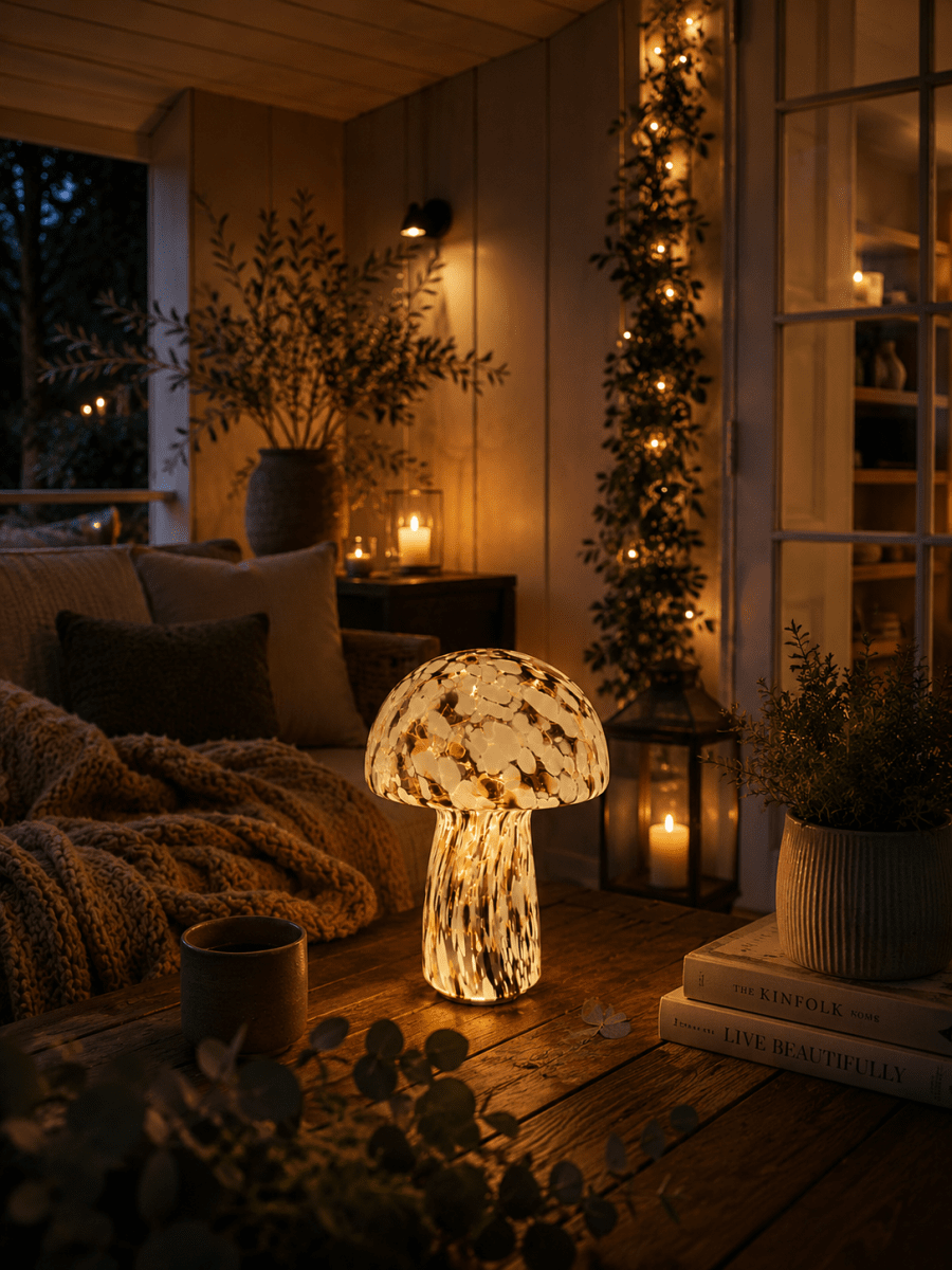 Svamp 35cm Noir lampe de table De Pixie Design - La lampe est fournie avec un c&acirc;ble de 3&nbsp;m&egrave;tres et un adaptateur secteur.