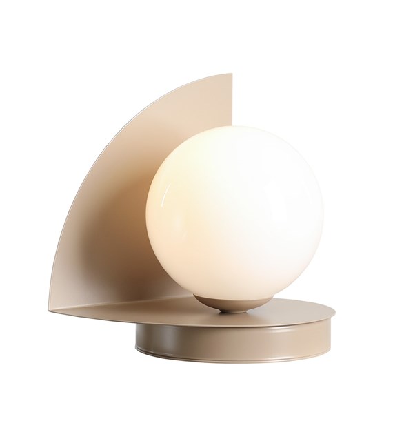 Loop 20cm Beige lampe de table De Artera - Le dôme rond en verre opale a un diamètre de 14 cm et offre une belle diffusion de la lumière.