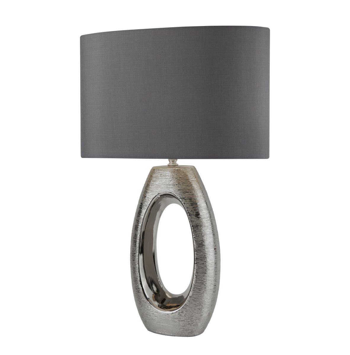 Artisan 60cm Chrome lampe de table De Searchlight - Cette lampe de table exclusive combine une base unique en forme de miroir au look métallique avec un élégant abat-jour gris.