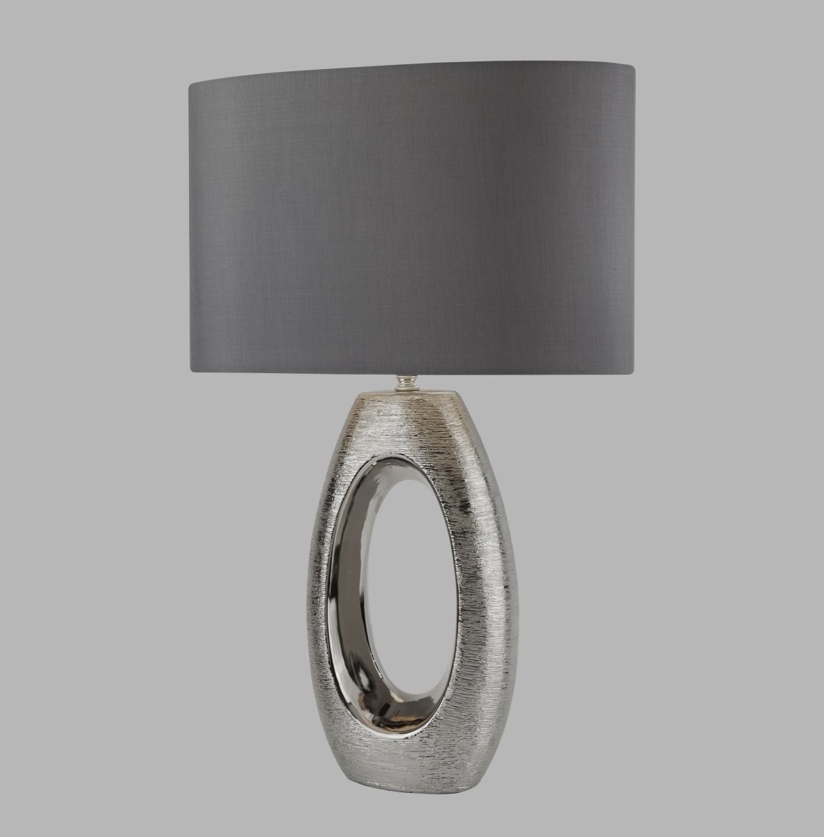 Artisan 60cm Chrome lampe de table De Searchlight - Cette lampe de table exclusive combine une base unique en forme de miroir au look métallique avec un élégant abat-jour gris.
