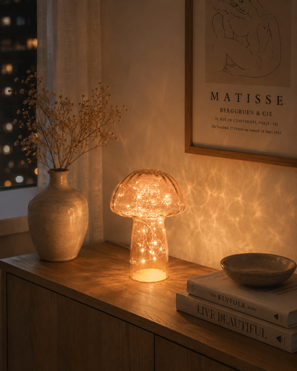 Svamp 23cm rose clair lampe de table De Pixie Design - Dot&eacute;e d'une minuterie et d'un variateur pratique &agrave; 5 niveaux pour un r&eacute;glage personnalis&eacute; de l'intensit&eacute; lumineuse, elle est id&eacute;ale pour &eacute;clairer vos activit&eacute;s comme pour cr&eacute;er une ambiance cosy en soir&eacute;e.