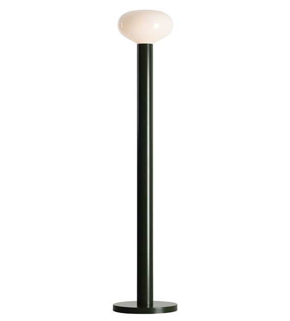  Flo Vert foncé lampadaire De Artera - Il est dot&eacute; d'une &eacute;l&eacute;gante structure vert fonc&eacute; et d'un abat-jour rond en verre blanc qui diffuse une lumi&egrave;re douce et agr&eacute;able.