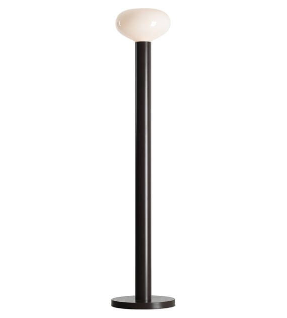  Flo Brun foncé lampadaire De Artera - Il est dot&eacute; d'une &eacute;l&eacute;gante structure marron fonc&eacute; et d'un abat-jour rond en verre blanc qui diffuse une lumi&egrave;re douce et agr&eacute;able.