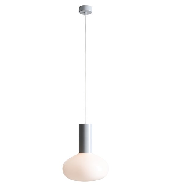  Flo Ø26 Gris suspension De Artera - Elle est dot&eacute;e d'un &eacute;l&eacute;gant cadre gris et d'un abat-jour rond en verre blanc qui diffuse une lumi&egrave;re douce et agr&eacute;able.
