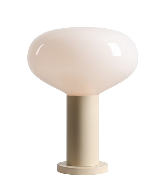  Flo 33cm Blanc crémeux lampe de table De Artera - Elle est dot&eacute;e d'un &eacute;l&eacute;gant cadre blanc cr&egrave;me et d'un abat-jour rond en verre blanc qui diffuse une lumi&egrave;re douce et agr&eacute;able.