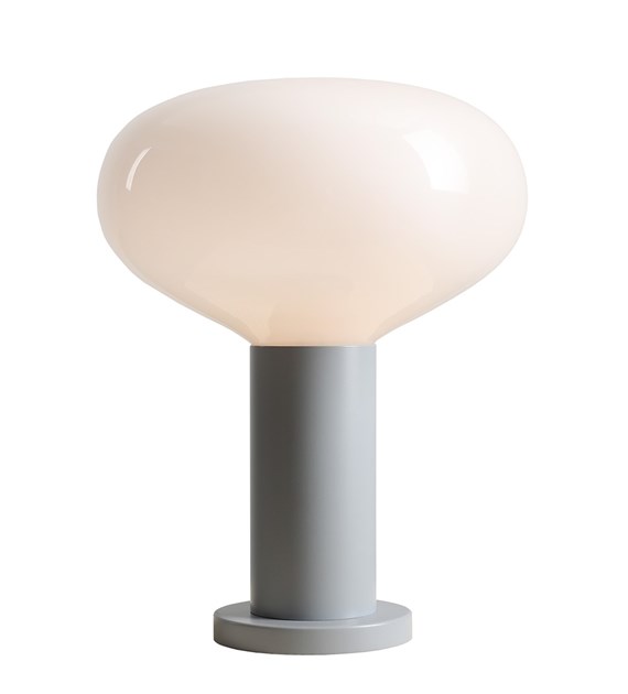  Flo 33cm Gris lampe de table De Artera - Elle est dot&eacute;e d'un &eacute;l&eacute;gant cadre gris et d'un abat-jour rond en verre blanc qui diffuse une lumi&egrave;re douce et agr&eacute;able.