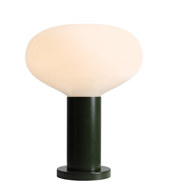  Flo 33cm Vert foncé lampe de table De Artera - Elle est dot&eacute;e d'un &eacute;l&eacute;gant cadre vert fonc&eacute; et d'un abat-jour rond en verre blanc qui diffuse une lumi&egrave;re douce et agr&eacute;able.