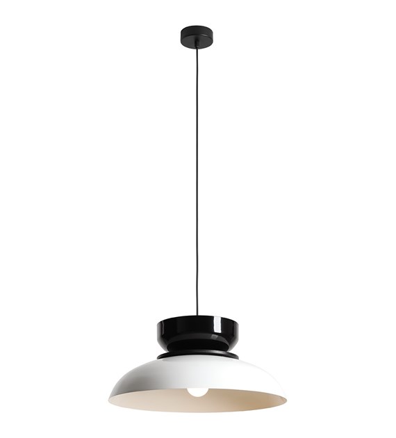 Aldo Ø47 Blanc/noir suspension De Artera - Idéale au-dessus de la table à manger, dans la cuisine ou le salon, elle offre une lumière directe et décorative.