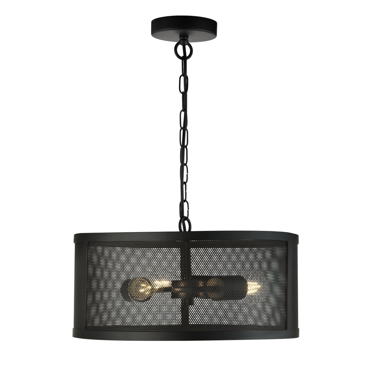 Fishnet Ø45 Noir mat suspension De Searchlight - Cette élégante suspension en résille de couleur or mat renferme une source lumineuse dans une belle cage décorative en résille noire.