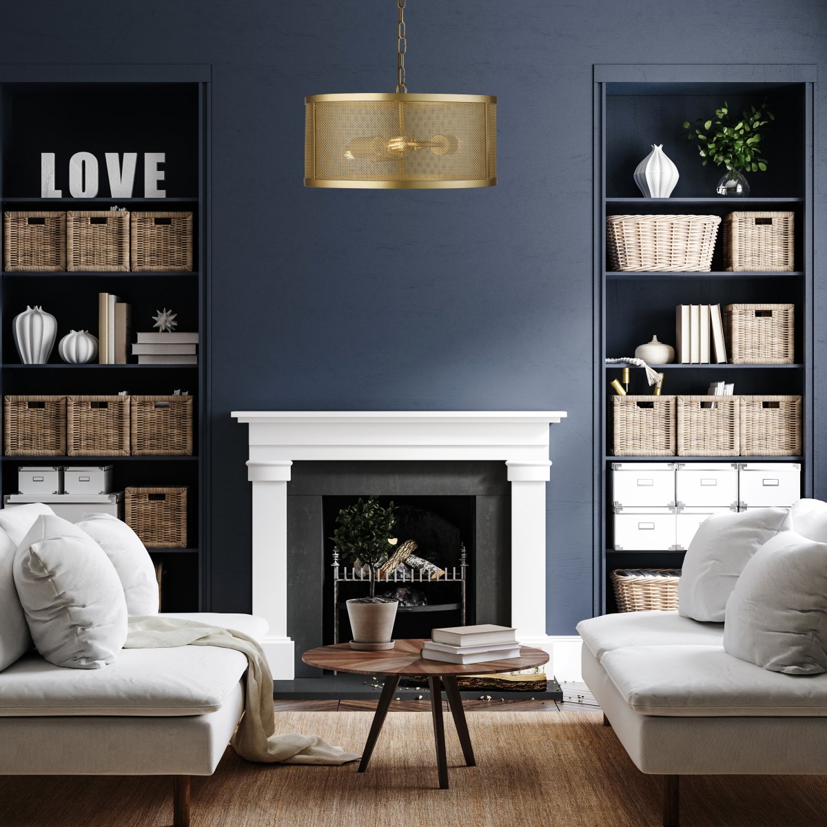 Fishnet Ø45 Or mat suspension De Searchlight - Cette impressionnante suspension en résille de couleur or mat renferme trois sources lumineuses dans une belle et décorative cage en filet de couleur or.