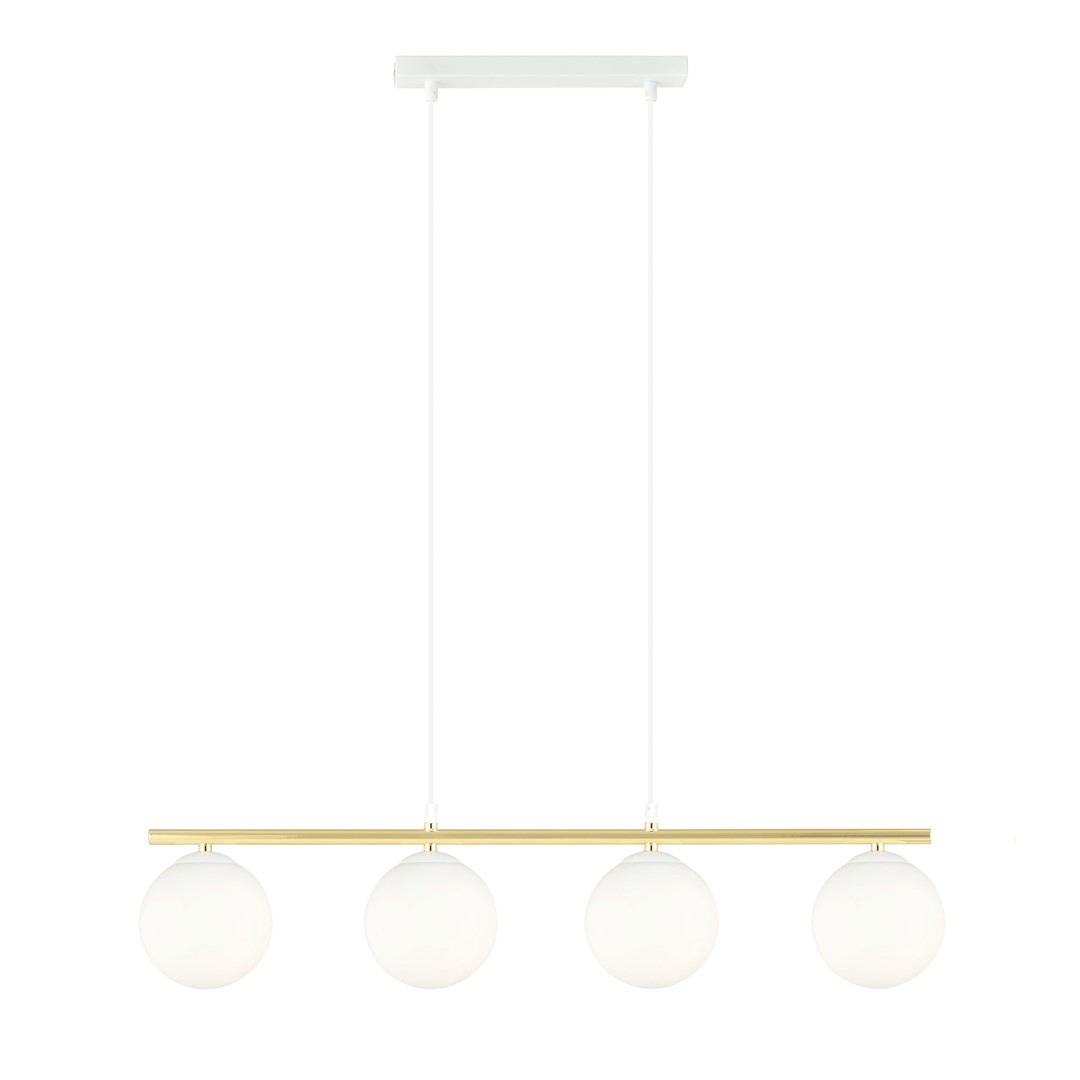 Allora 85cm Blanc suspension De Emibig Lighting - La forme subtile et douce ainsi que les &eacute;l&eacute;gants d&eacute;tails dor&eacute;s conf&egrave;rent &agrave; la lampe un aspect unique et caract&eacute;ristique.