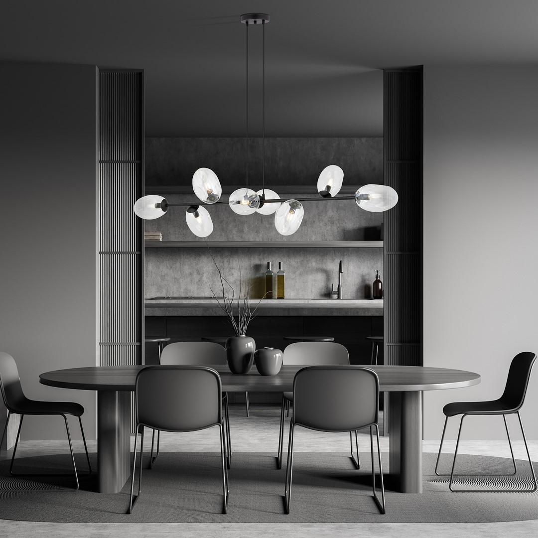 Pandora 140cm Transparent suspension De Emibig Lighting - Le design moderne pr&eacute;sente des &eacute;crans aux formes uniques, &eacute;l&eacute;gants et &eacute;pur&eacute;s, qui ajoutent &agrave; la fois charme et personnalit&eacute; &agrave; l'espace.