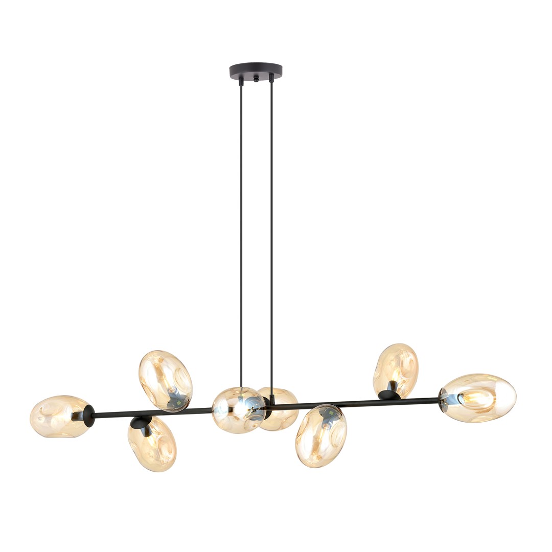 Pandora 140cm Ambre suspension De Emibig Lighting - Le design moderne pr&eacute;sente des &eacute;crans aux formes uniques, &eacute;l&eacute;gants et &eacute;pur&eacute;s, qui ajoutent &agrave; la fois charme et personnalit&eacute; &agrave; l'espace.