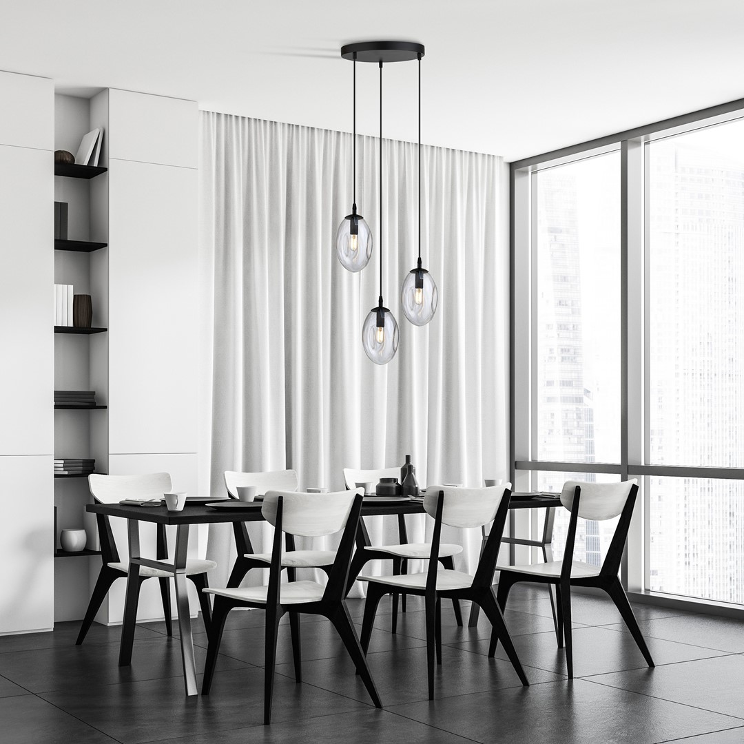 Astral Ø40 Transparent suspension De Emibig Lighting - Ses abat-jour en verre transparent diffusent une lumière douce et chaleureuse.